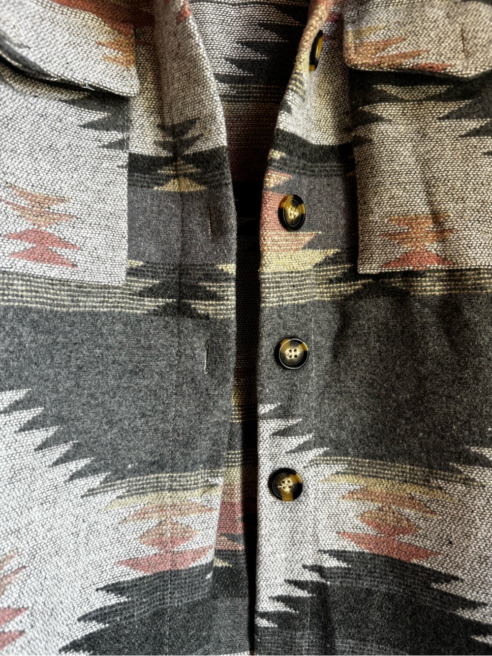Woven Pattern Shacket Jacket - Gray Multi - Picture 3 of 6